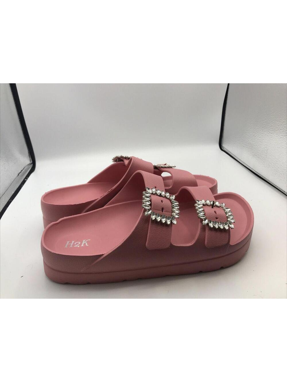 H2K Sandals Women's Molded Double Strap Solid Color Sandals Size 43=11